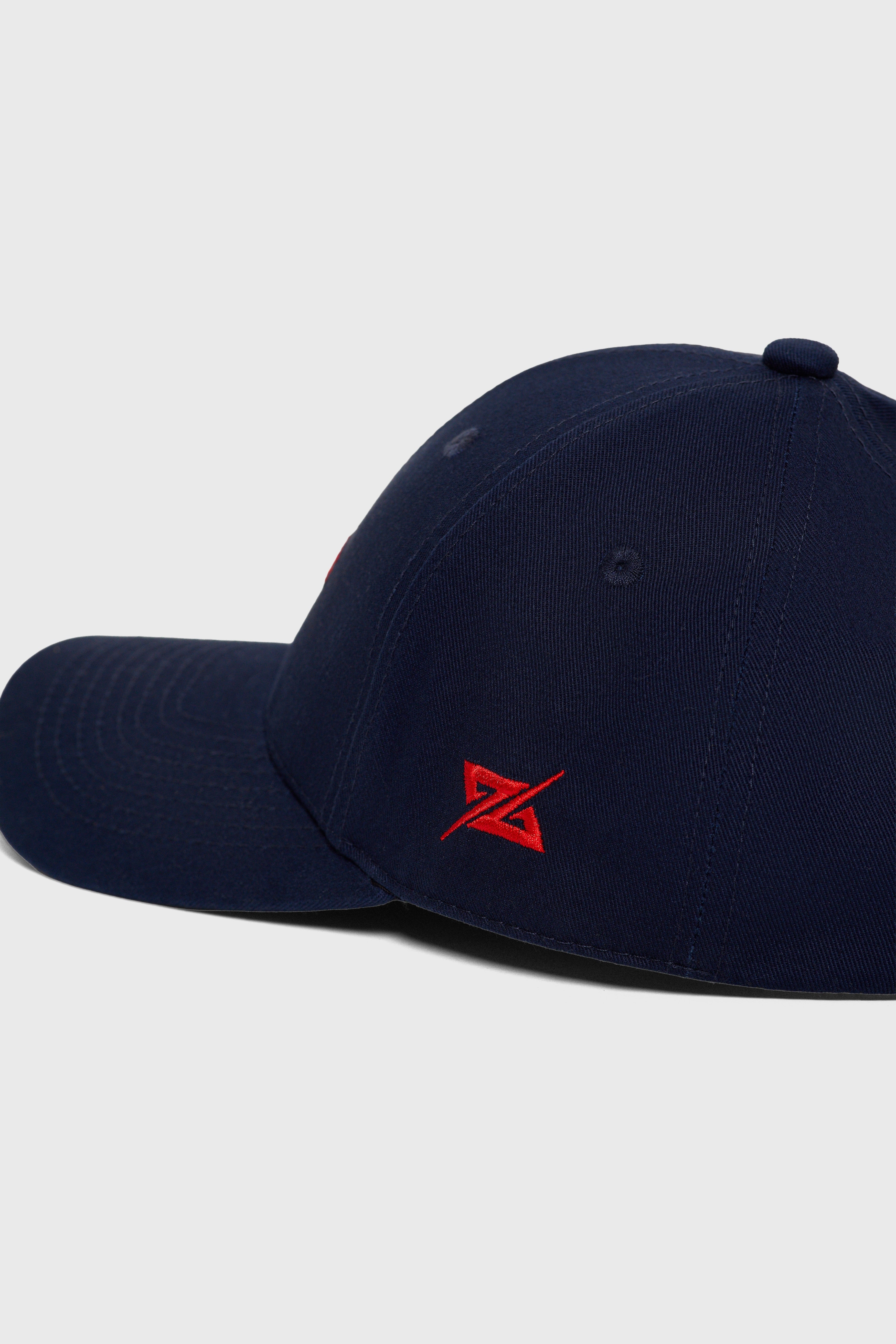 EMBROIDERED LOGO CAP - NAVY/RED